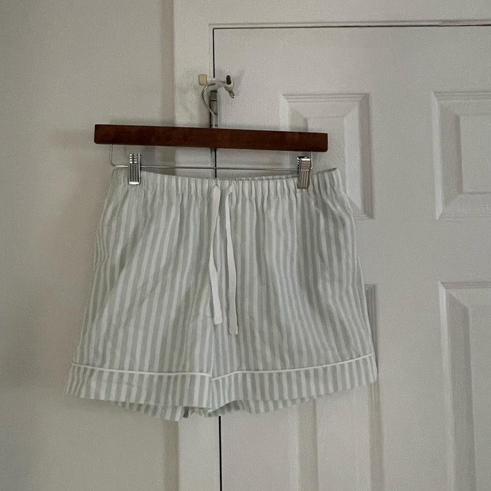 BEDHEAD Striped Classic Organic Cotton Lounge Pajama Set Mint Green Beach - Picture 8 of 9